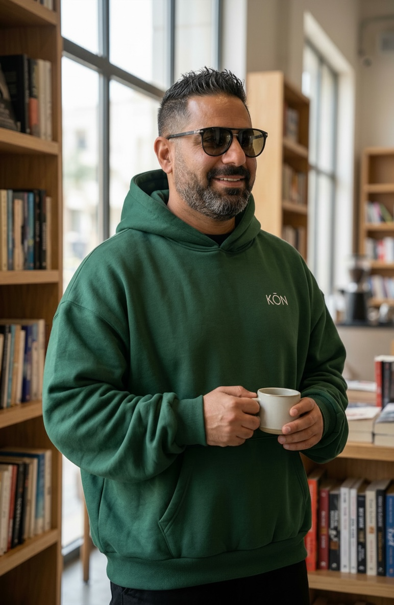 Dark green KŌN Sweatshirt - Organic Cotton Double-Layered Essential