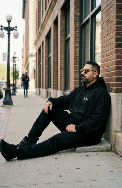 Black & White KŌN Basic Sweatshirt | Organic Cotton Double-Layered Essential