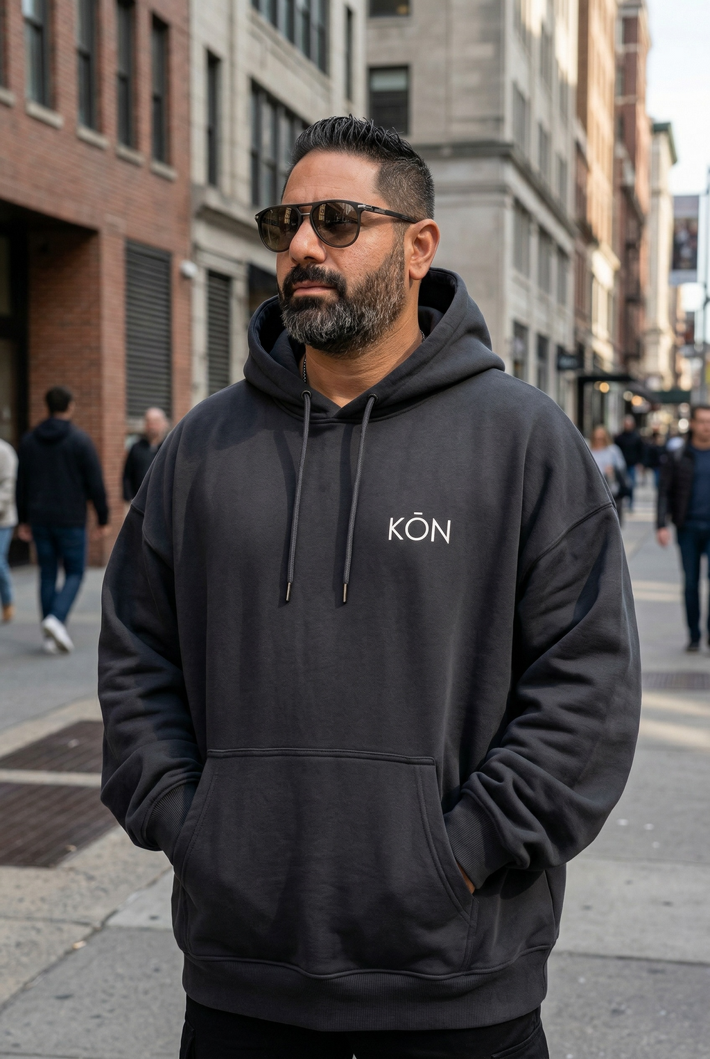 Grey KŌN Basic Sweatshirt | Organic Cotton Double-Layered Essential