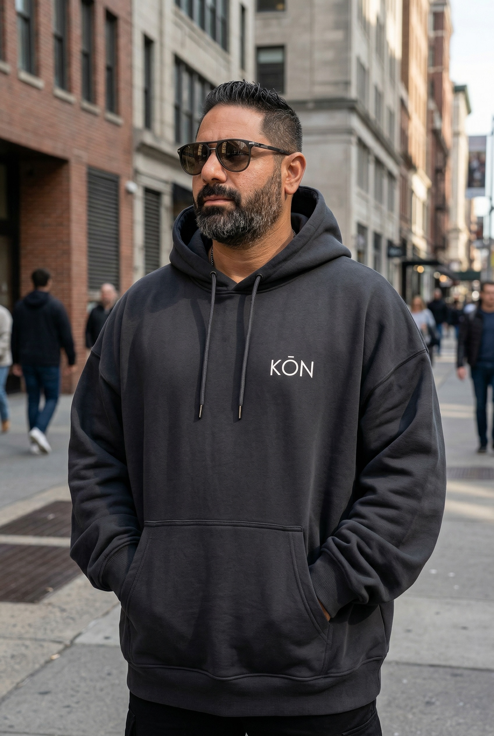 Grey KŌN Basic Sweatshirt | Organic Cotton Double-Layered Essential