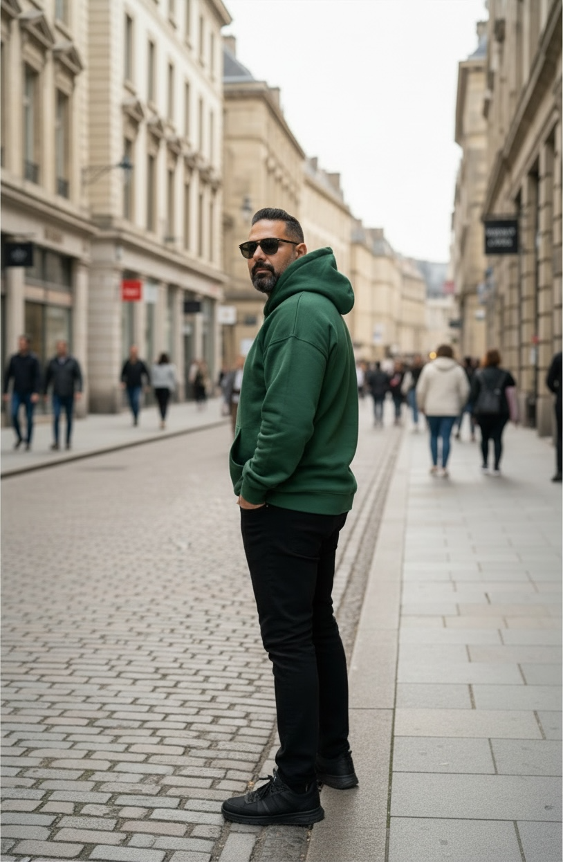 Dark green KŌN Sweatshirt - Organic Cotton Double-Layered Essential