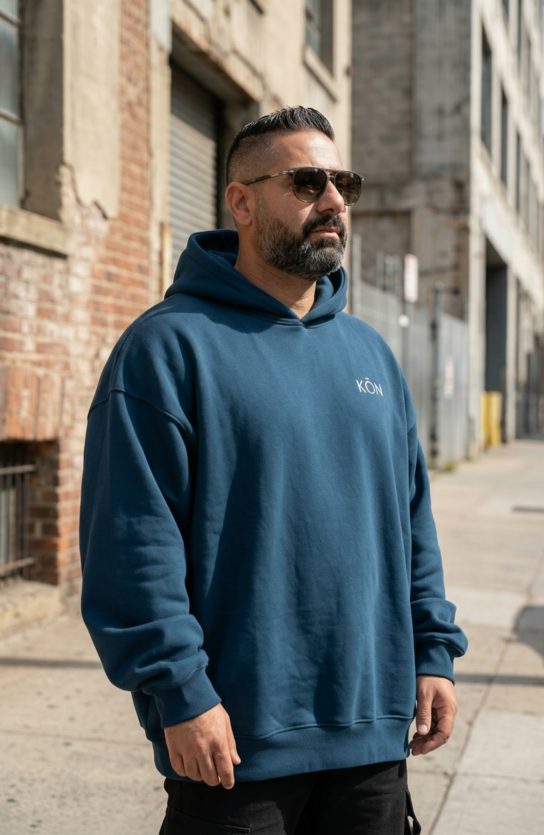 Navy KŌN Basic Sweatshirt | Organic Cotton Double-Layered Essential