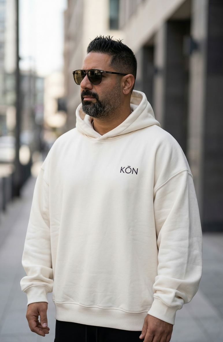 White KŌN Sweatshirt - Organic Cotton Double-Layered Essential