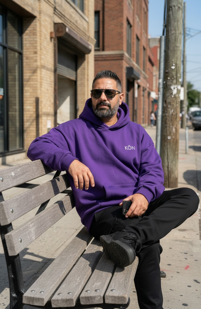 Dark purple KŌN Basic Sweatshirt | Organic Cotton Double-Layered Essential